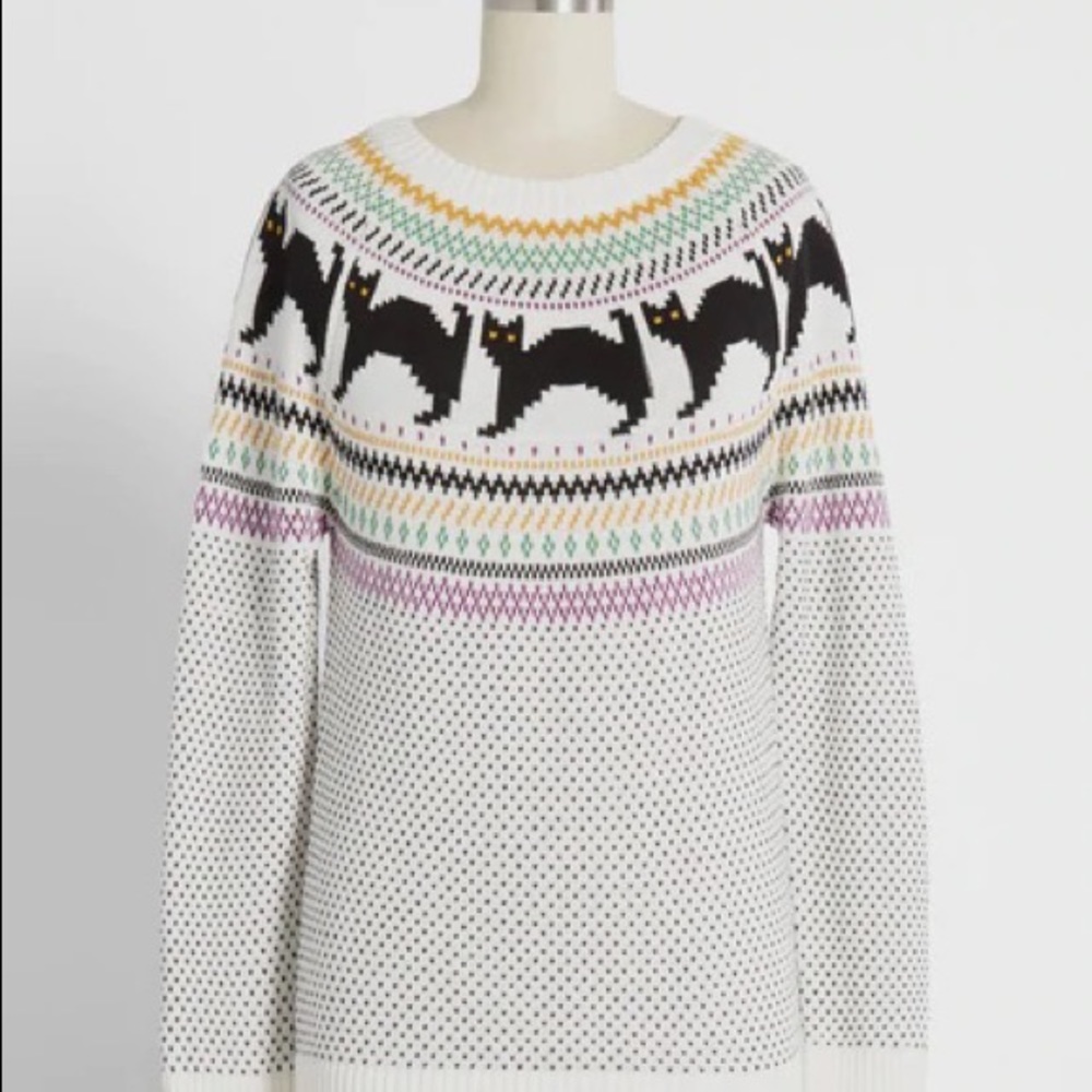 Modcloth Halloween Black Cat Sweater | Size 1X